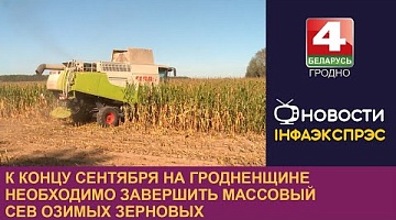 <b>Новости Гродно. 18.09.2024</b>. К концу сентября на Гродненщине необходимо завершить массовый сев озимых зерновых