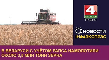 <b>Новости Гродно. 23.07.2024</b>. В Беларуси с учётом рапса намолотили около 3,5 млн тонн зерна